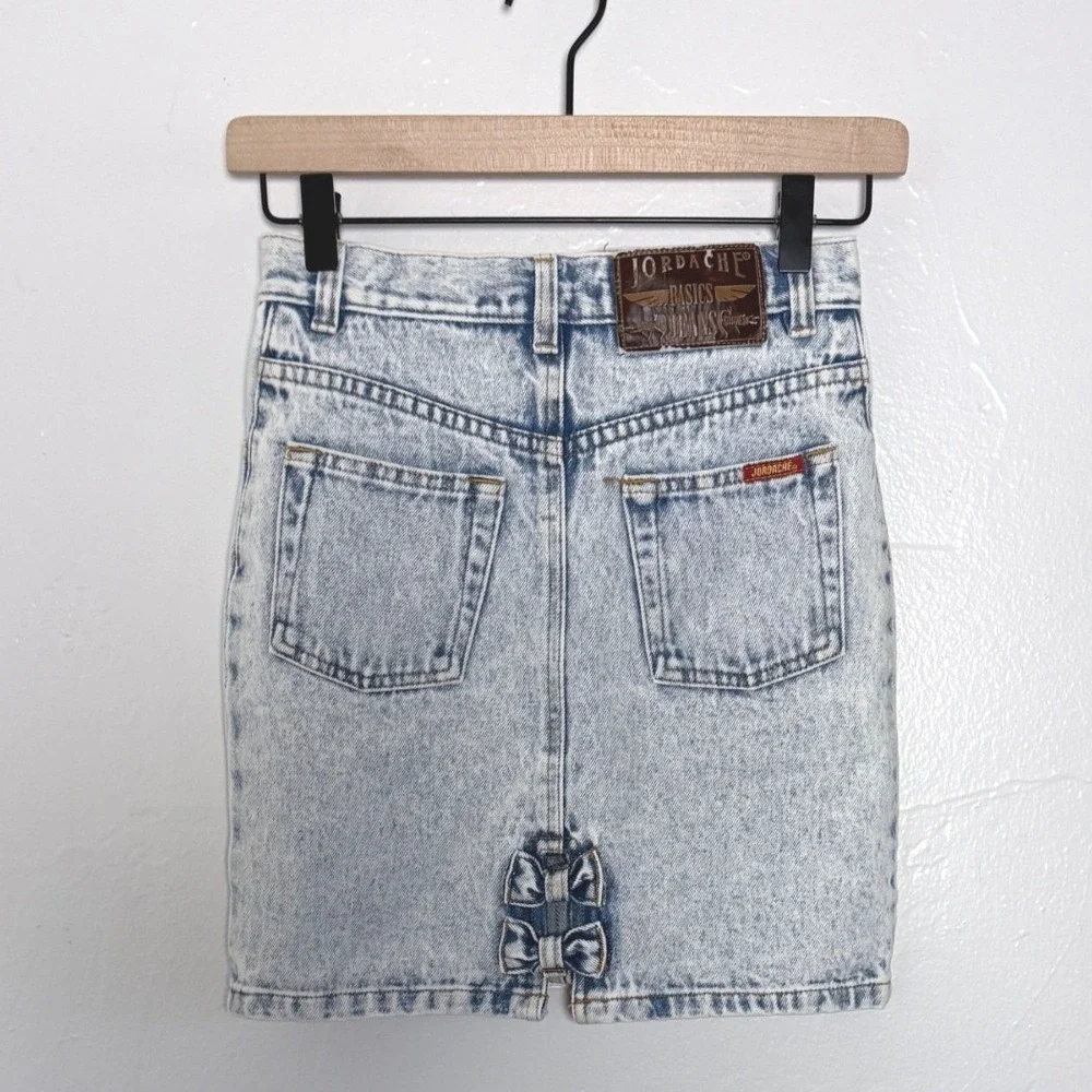 Vintage Jordache Basics Acid Wash Denim Mini Skirt High Waist Size 12